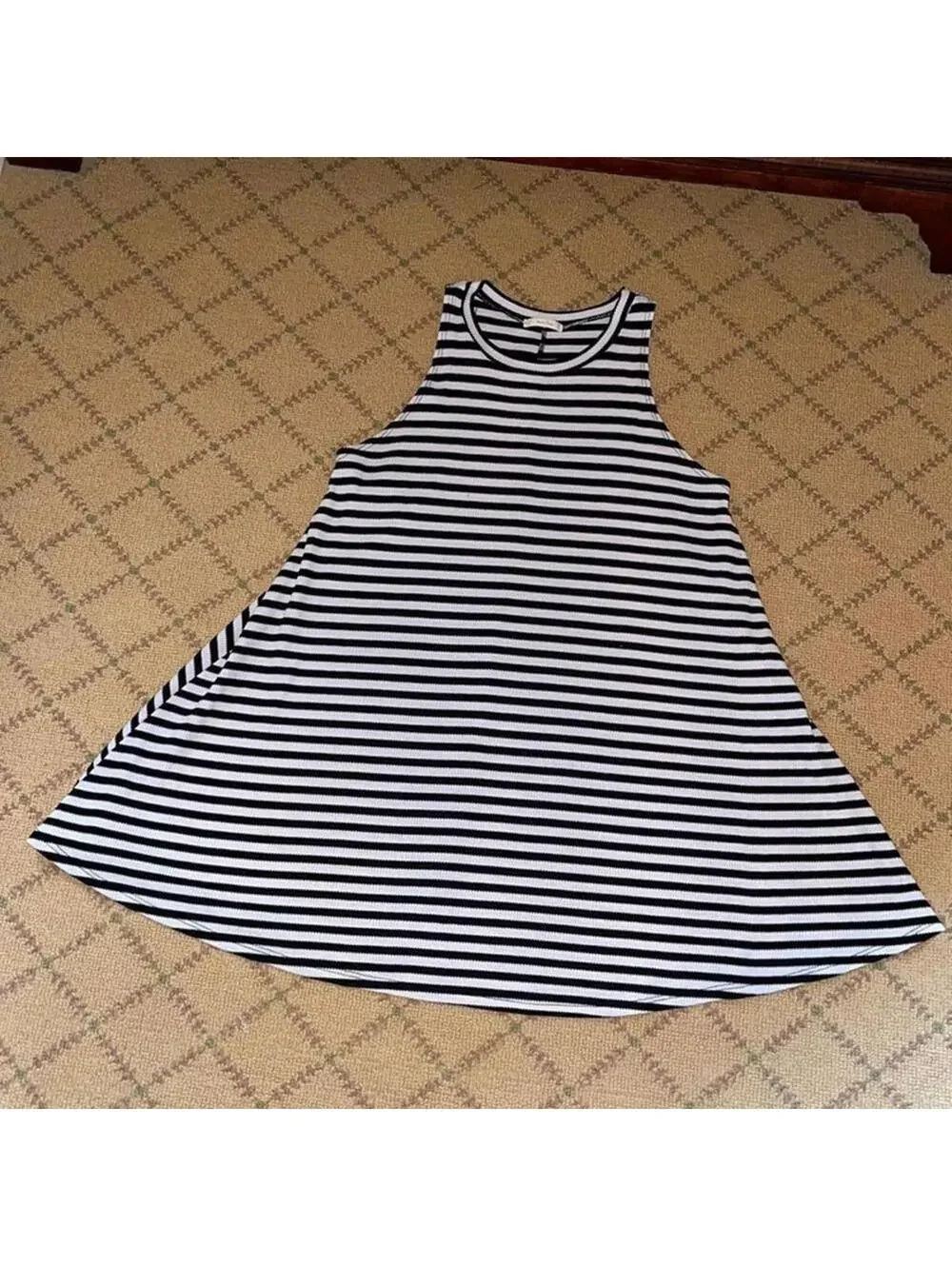 Black & white striped knit tank dress M